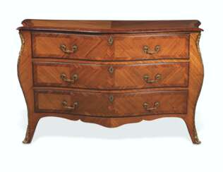 A GEORGE III LACQUERED-BRASS-MOUNTED SABICU AND INDIAN-ROSEWOOD BANDED COMMODE