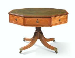 A REGENCY MAHOGANY OCTAGONAL DRUM TABLE