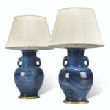 A PAIR OF CHINESE BLUE FLAMBE GLAZED VASES MOUNTED AS LAMPS - photo 1