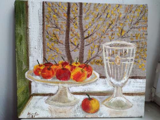 Painting “Still life with apples and a goblet”, холст льняной, Oil, Still life, Ukraine, 2021 - photo 1