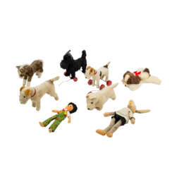 STEIFF 8-piece mixed lot of domestic and farm animals, mid-20th century,