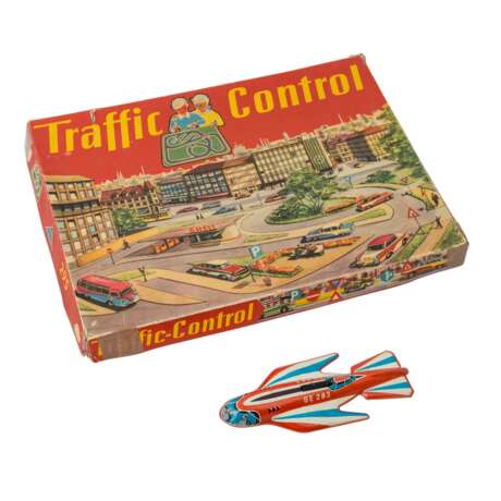TECHNOFIX Verkehrsspiel "Traffic control" und 1 Flugzeug, 1950er/ 60er Jahre, - фото 1