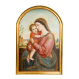 NAZARENER MALER 2. Hälfte 19. Jahrhundert, "Madonna mit Kind vor Landschaft", - Foto 1