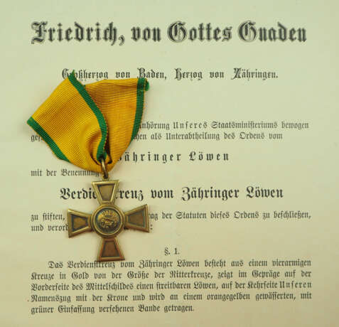 Baden: Großherzoglicher Orden vom Zähringer Löwen, Verdienstkreuz. - фото 1