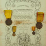 Baden: Gedächtnismedaille 1849 mit Urkunde für einen Hauptmann des Kgl. 31. Infanterie-Regiments. - Foto 1