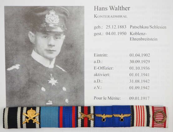 Preussen: Feldschnalle des Konteradmiral und Träger des Pour le Mérite Hans Walther. - Foto 1