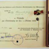 Medaille zur Erinnerung an den 1. Oktober 1938, mit Etui und Urkunde für einen Unteroffizier. - photo 1