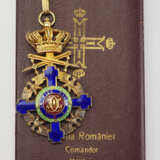 Rumänien: Orden des Stern von Rumänien, 2. Modell (1932-1947), Komturkreuz mit Schwertern über dem Kreuz, im Etui. - фото 1