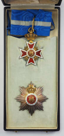 Rumänien: Orden der Krone von Rumänien, 2. Modell (1932-1947), Großoffiziers Satz, im Etui. - фото 1