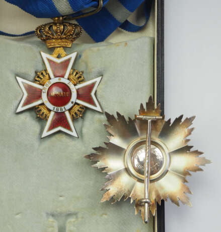 Rumänien: Orden der Krone von Rumänien, 2. Modell (1932-1947), Großoffiziers Satz, im Etui. - фото 3