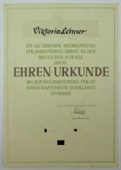 Reichsnährstand: Ehrenurkunde für 10 Jahre Arbeit an der Deutschen Scholle.