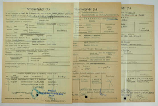 3. Reich: Strafnachrichten (A) für Franzosen - 3 Exemplare. - Foto 1