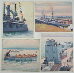 Carl Hachez: 4 Marine Aquarelle.