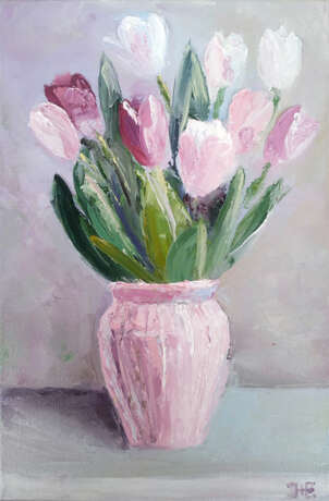 TULIPS. Original gift for her Canvas on the subframe Oil Contemporary art Flower still life Byelorussia 2020 - photo 1