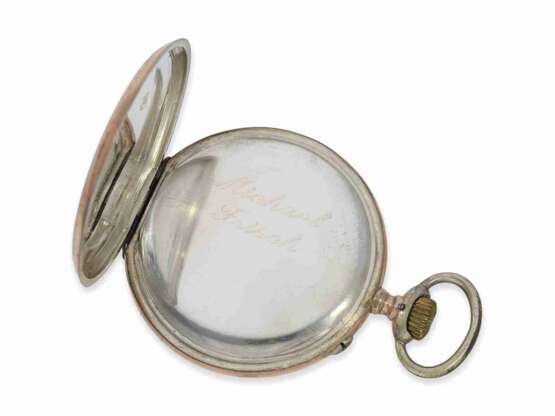 Taschenuhr: feine, silberne Herrentaschenuhr von IWC mit hochwertiger Verkaufsbox - photo 4