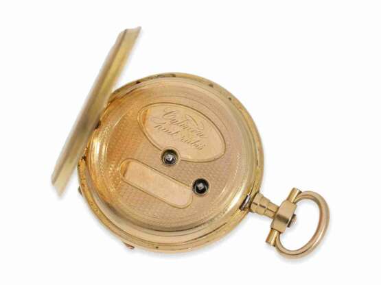 Taschenuhr: gut erhaltene Louis XV-Gold/Emaille-Taschenuhr, um 1870, verm. Sandoz & Co. - photo 4