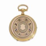 Taschenuhr: gut erhaltene Louis XV-Gold/Emaille-Taschenuhr, um 1870, verm. Sandoz & Co. - Foto 6