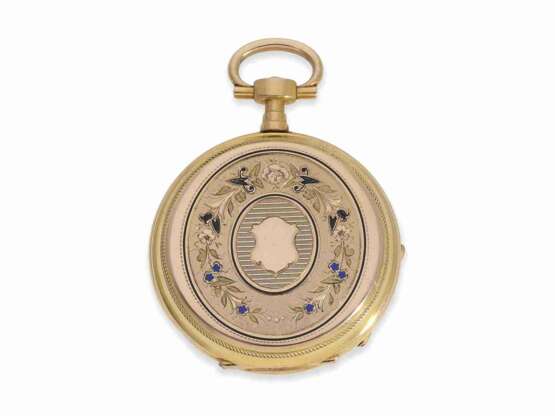 Taschenuhr: gut erhaltene Louis XV-Gold/Emaille-Taschenuhr, um 1870, verm. Sandoz & Co. - фото 6