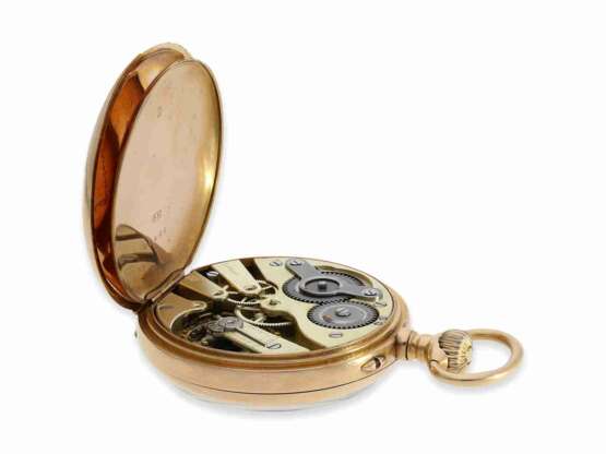 Taschenuhr: hochfeines rotgoldenes Ankerchronometer von Mermod Freres, verkauft durch Türler in Zürich, mit Originalbox, ca.1885 - Foto 4