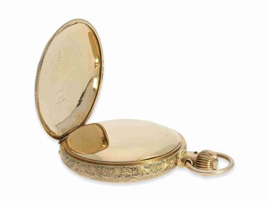 Taschenuhr: außergewöhnlich schwere, amerikanische goldene Jugendstil Prunksavonnette Elgin Dueber Special, ca.1895 - photo 4