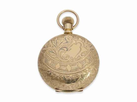 Taschenuhr: außergewöhnlich schwere, amerikanische goldene Jugendstil Prunksavonnette Elgin Dueber Special, ca.1895 - фото 5