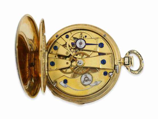 Taschenuhr: sehr feine Gold/Emaille-Lepine mit besonderer Emailliertechnik, Aubert & Capt Geneve No.7738, ca.1830 - Foto 3