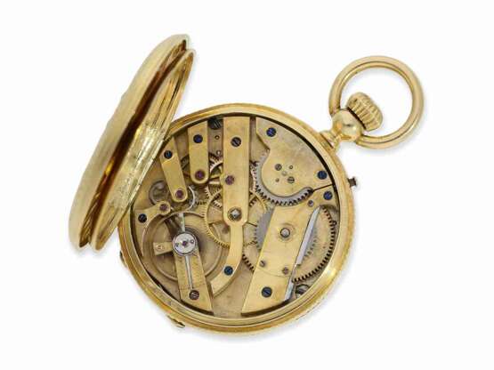 Taschenuhr: prächtige Gold/Emaille-Savonnette mit Diamantbesatz, gefertigt für den indischen Markt, No.6395, Genf um 1855 - photo 4