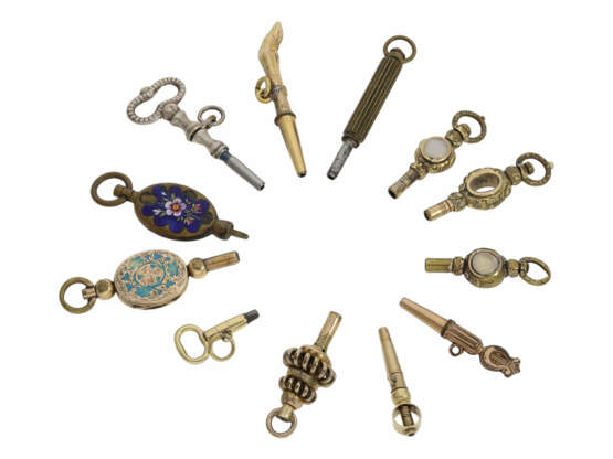 Uhrenschlüssel: große Sammlung seltener Spindeluhrenschlüssel, ca.1750-1820, dabei Raritäten - фото 6