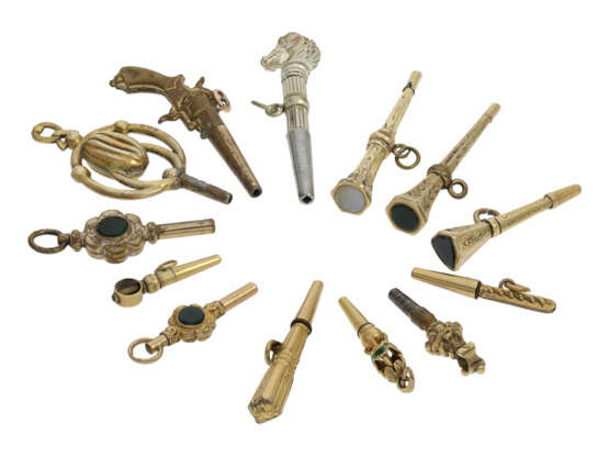 Uhrenschlüssel: große Sammlung seltener Spindeluhrenschlüssel, ca.1750-1820, dabei Raritäten - Foto 7