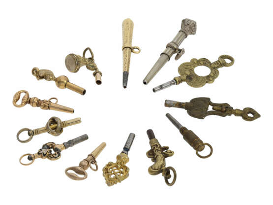Uhrenschlüssel: große Sammlung seltener Spindeluhrenschlüssel, ca.1750-1820, dabei Raritäten - Foto 10