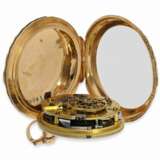 Taschenuhr: feinste, frühe 4-Farben Zylinderuhr mit Repetition, 20K Gold, Frankreich 1774-1780, nahezu ungetragen - Foto 3