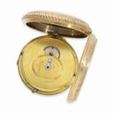 Taschenuhr: hochfeine, große und schwere Zylinderuhr mit Weckwerk, Schlagwerk und massiver Goldkette, signiert Piaget, ca.1850 - Foto 3