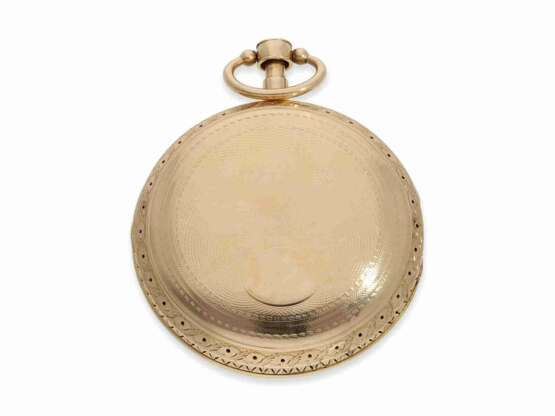 Taschenuhr: hochfeine, große und schwere Zylinderuhr mit Weckwerk, Schlagwerk und massiver Goldkette, signiert Piaget, ca.1850 - фото 4