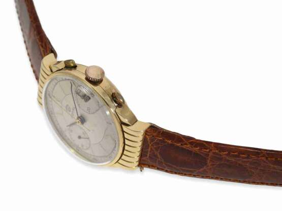 Armbanduhr: großer, äußerst ungewöhnlicher 18K Chronograph mit speziellen Bandanstößen, "Super Royal", ca.1940 - photo 4