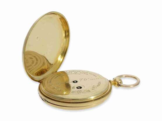 Taschenuhr: exquisite, historisch interessante Gold/Emaille-Savonnette mit Repetition, Blondel & Melly à Genève No. 18247, ca.1840 - photo 7
