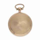 Taschenuhr: Rarität, große rotgoldene Taschenuhr mit Stunden-Selbstschlag und Stunden-Repetition, signiert Cartier, ca.1820 - photo 4