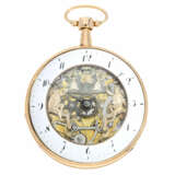 Taschenuhr: 18K Rotgold Taschenuhr mit Repetition und skelettiertem Figurenautomat Jacquemart, ca. 1820 - photo 1