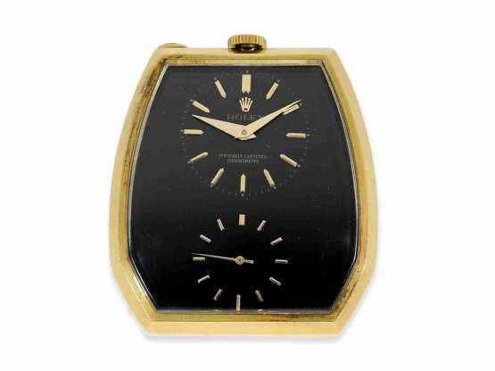 Taschenuhr/Anhängeuhr: Rolex Rarität, ultraflaches Observatoriums-Chronometer "Prince Imperial" mit schwarzem Blatt, Ref.8753 , 50er-Jahre - photo 1