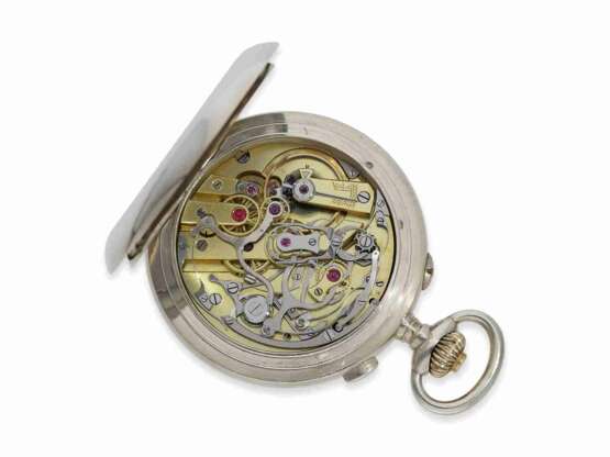 Taschenuhr: Rarität, Breguet Taschenchronometer mit Schleppzeigerchronograph und Zähler, No. 2478, mit Originalbox, Paris ca.1915 - Foto 3