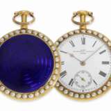 Taschenuhr: exquisite Gold/Emaille-Taschenuhr mit Orientperlenbesatz, königlicher Uhrmacher Dent London No. 33205, ca.1860 - Foto 1