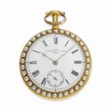 Taschenuhr: exquisite Gold/Emaille-Taschenuhr mit Orientperlenbesatz, königlicher Uhrmacher Dent London No. 33205, ca.1860 - photo 2