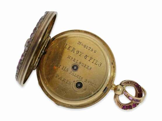 Anhängeuhr/Taschenuhr: exquisite Damenuhr, besetzt mit Rubinen und Diamanten, Le Roy Paris No. 41756, vermutlich für den russischen Markt, ca.1870 - photo 5