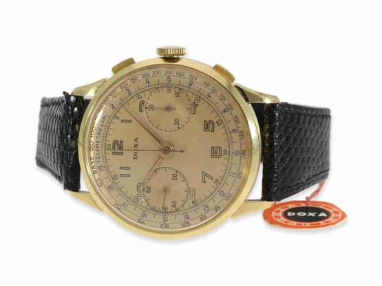 Armbanduhr: früher goldener Doxa "oversize" Chronograph, vermutlich 40er-Jahre - Foto 1