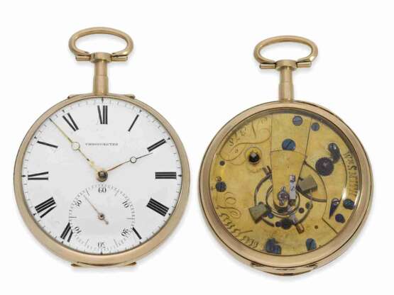 Taschenuhr: schweres englisches Taschenchronometer mit Feder-Chronometerhemmung, William Smith London No.378, ca.1820 - Foto 1