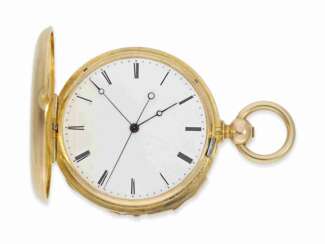 Taschenuhr: frühe Goldsavonnette mit Repetition und Seconde Morte, zugeschrieben Louis Audemars, signiert Leze Bte Paris, um 1860