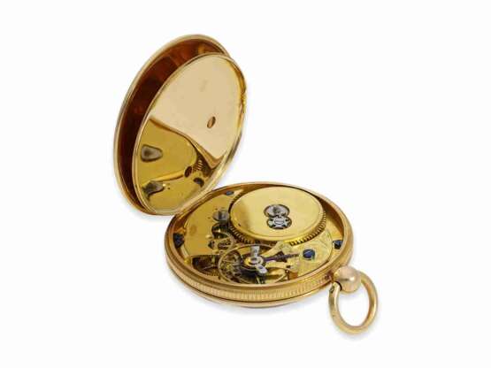 Taschenuhr: exquisite, hochfeine Gold/Emaille-Lepine, Typ “Médaillon à la Breguet”, Tavernier-Gehäuse No.2584, ca.1805 - photo 3