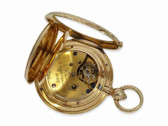 Taschenuhr: seltene englische Taschenuhr mit Cabriolet-Gehäuse, Savonnette/Lepine, T.F.Cooper No.26507 London, ca.1870 - Foto 2