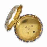 Taschenuhr: exquisite Gold/Emaille-Doppelgehäuse-Spindeluhr mit Repetition, Edward Prior London No.42804, Hallmarks London 1818 - Foto 9