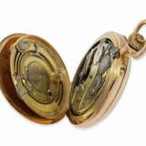 Taschenuhr: extrem rare, doppelseitige Kalenderuhr mit Mondphase und Repetition, Gold/Emaille "Calendrier Brevete" No.1209, signiert Le Coultre, ca.1900 - photo 4