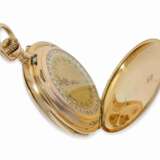 Taschenuhr: extrem rare, doppelseitige Kalenderuhr mit Mondphase und Repetition, Gold/Emaille "Calendrier Brevete" No.1209, signiert Le Coultre, ca.1900 - photo 5